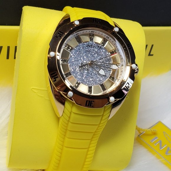 Invicta Watch Stainless Steel Silicone Gold Yellow Women Accessories Watch - Picture 8 of 16